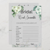Groen & Bloemen Bruids Grijs Woord Scramble Game Kaart (Voorkant / Achterkant)