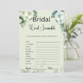 Groen & Bloemen Bruids Groen Woord Scramble Game Kaart (Staand voorkant)