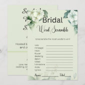 Groen & Bloemen Bruids Groen Woord Scramble Game Kaart (Voorkant / Achterkant)