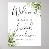 Groen Bloemen Bruids Luncheon Welkomstbord Poster (Voorkant)