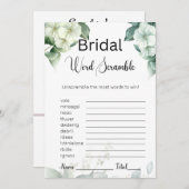 Groen & Bloemen Bruids Wit Woord Scramble Game Kaart (Voorkant / Achterkant)
