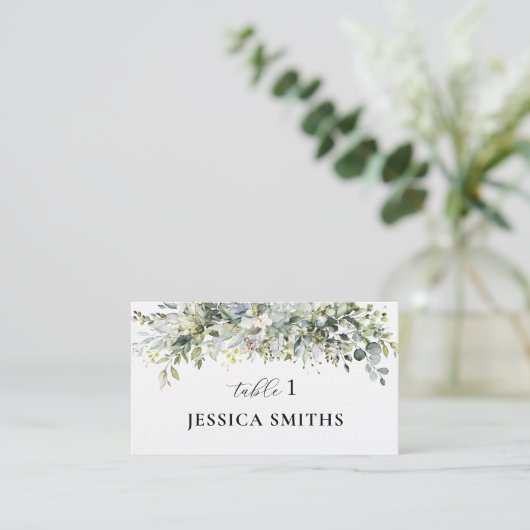 Groen Bloemen Bruiloft Flat Place Card Plaatskaartje (Staand voorkant)