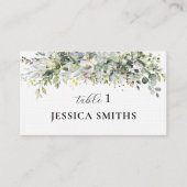 Groen Bloemen Bruiloft Flat Place Card Plaatskaartje (Voorkant)