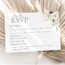 Groen Bloemen Bruiloft RSVP Briefkaart Victoria