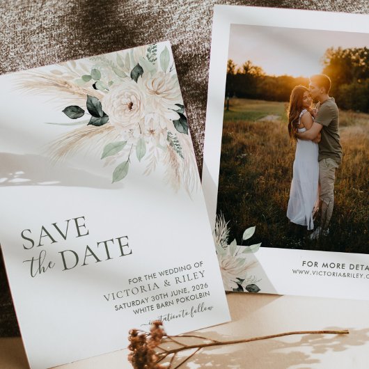 Groen Bloemen Bruiloft Save The Date VICTORIA
