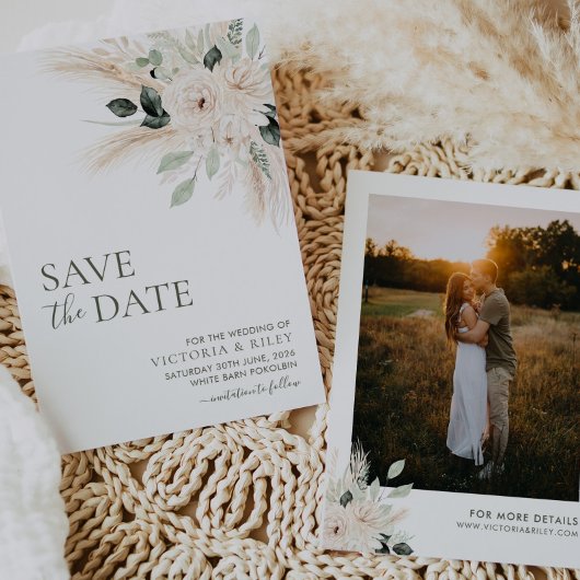 Groen Bloemen Bruiloft Save The Date VICTORIA