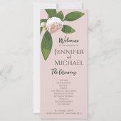 Groen Bloemen Eenvoudig Elegant Trouwprogramma (Voorkant)