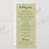 Groen Bloemen Eenvoudig Elegant Trouwprogramma (Achterkant)