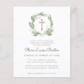 Groen Bloemen Eerste Communie Begroting Uitnodigin (Voorkant)