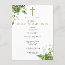 Groen Bloemen Eerste Heilige Communie Bewaar de da Briefkaart