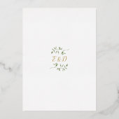 Groen Bloemen Elegant Monogram Bruiloft Goud Folie Uitnodiging (Achterkant)