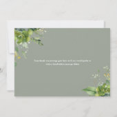 Groen Bloemen Elegant Script Sage Green Bedankkaart (Achterkant)