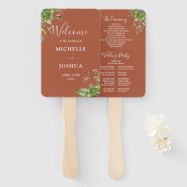 Groen Bloemen Elegant Terracotta Trouwprogramma Handwaaier