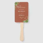 Groen Bloemen Elegant Terracotta Trouwprogramma Handwaaier (Voorkant)