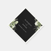 Groen Bloemen Elegant Zwart-wit Bruiloft Servet (Hoek)