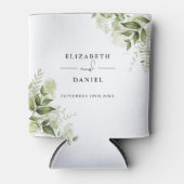 Groen Bloemen Elegante Moderne Huwelijk Blikjeskoeler (Voorkant)