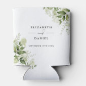 Groen Bloemen Elegante Moderne Huwelijk Blikjeskoeler (Achterkant)