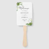 Groen Bloemen Elegante Moderne Trouwprogramma Handwaaier (Voorkant)