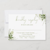 Groen Bloemen Elegante Moss Green Wedding RSVP Kaartje (Voorkant)