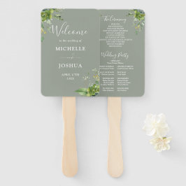 Groen Bloemen Elegante Sage Green Wedding Programm Handwaaier