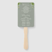 Groen Bloemen Elegante Sage Green Wedding Programm Handwaaier (Achterkant)