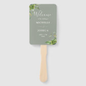Groen Bloemen Elegante Sage Green Wedding Programm Handwaaier (Voorkant)