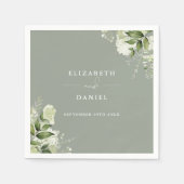 Groen Bloemen Elegante Salie Groene Bruiloft Servet (Voorkant)