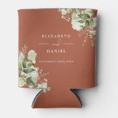 Groen Bloemen Elegante Terracotta Bruiloft Blikjeskoeler (Voorkant)