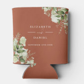 Groen Bloemen Elegante Terracotta Bruiloft Blikjeskoeler (Achterkant)