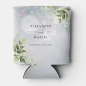 Groen Bloemen Elegante Winter Bruiloft Blikjeskoeler (Voorkant)