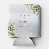 Groen Bloemen Elegante Winter Bruiloft Blikjeskoeler (Achterkant)