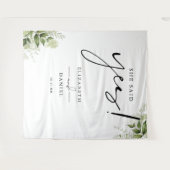 Groen Bloemen Engagement Party Achtergrond Wandkleed (Voorkant (horizontaal))