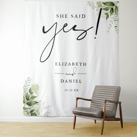 Groen Bloemen Engagement Party Achtergrond Wandkleed (In situ)