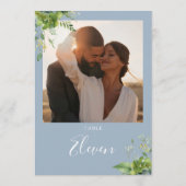 Groen Bloemen Foto Dusty Blauw Tafelnummer (Achterkant)