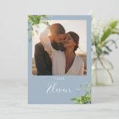 Groen Bloemen Foto Dusty Blauw Tafelnummer (Staand voorkant)