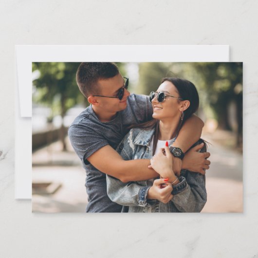 Groen Bloemen Foto Goud Script Save The Date (Achterkant)