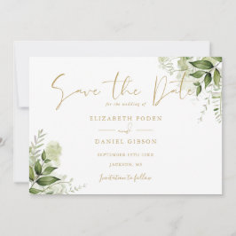 Groen Bloemen Foto Goud Script Save The Date