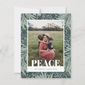 Groen  Bloemen Foto Kerstmis Kaart (Voorkant)