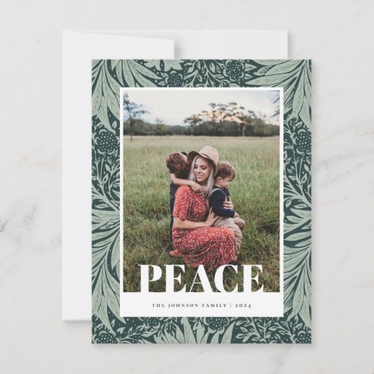 Groen Bloemen Foto Kerstmis Kaart (Voorkant)