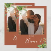 Groen Bloemen Foto Terracotta Tafelnummer (Voorkant / Achterkant)