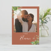 Groen Bloemen Foto Terracotta Tafelnummer (Staand voorkant)