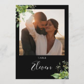 Groen Bloemen Foto Zwart-wit Tafelnummer (Voorkant)