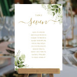 Groen Bloemen Goud Zitplattegrond Tafelnummer<br><div class="desc">Deze elegante botanische groene bladeren bruiloft tafelnummers kunnen worden gepersonaliseerd met het zitplan van uw gasten in chique gouden typografie. De kaarten zijn op de voor- en achterkant gedrukt (dubbelzijdig). Ontworpen door Thisnotme©</div>