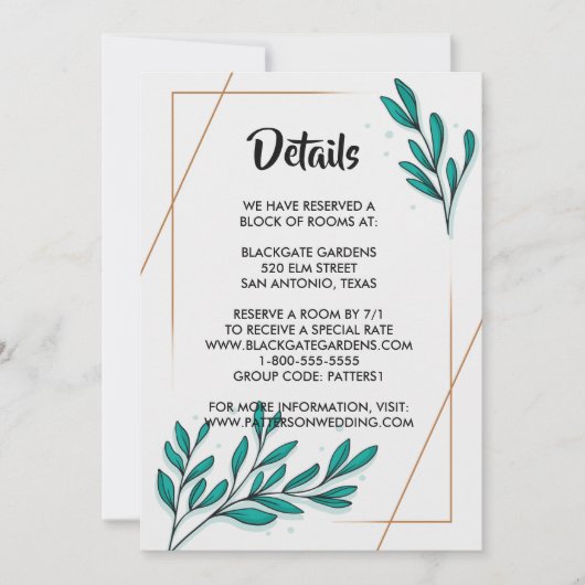 Groen Bloemen Gouden Folie Bladeren Behuizing Kaart (Voorkant)