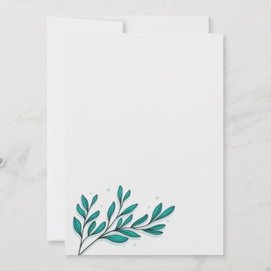 Groen Bloemen Gouden Folie Bladeren Behuizing Kaart (Achterkant)