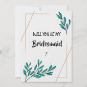 Groen Bloemen Gouden Folie Bladeren Bruidsmeisje Kaart (Voorkant)