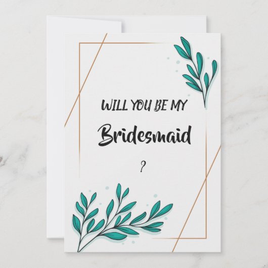 Groen Bloemen Gouden Folie Bladeren Bruidsmeisje Kaart (Voorkant)