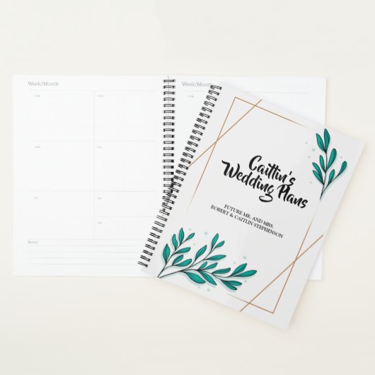 Groen Bloemen Gouden Folie Bladeren Bruiloft Plann Planner (Display)