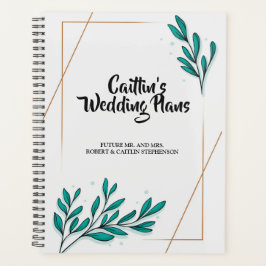 Groen Bloemen Gouden Folie Bladeren Bruiloft Plann Planner