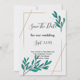 Groen Bloemen Gouden Folie Bladeren sparen de datu Kaart